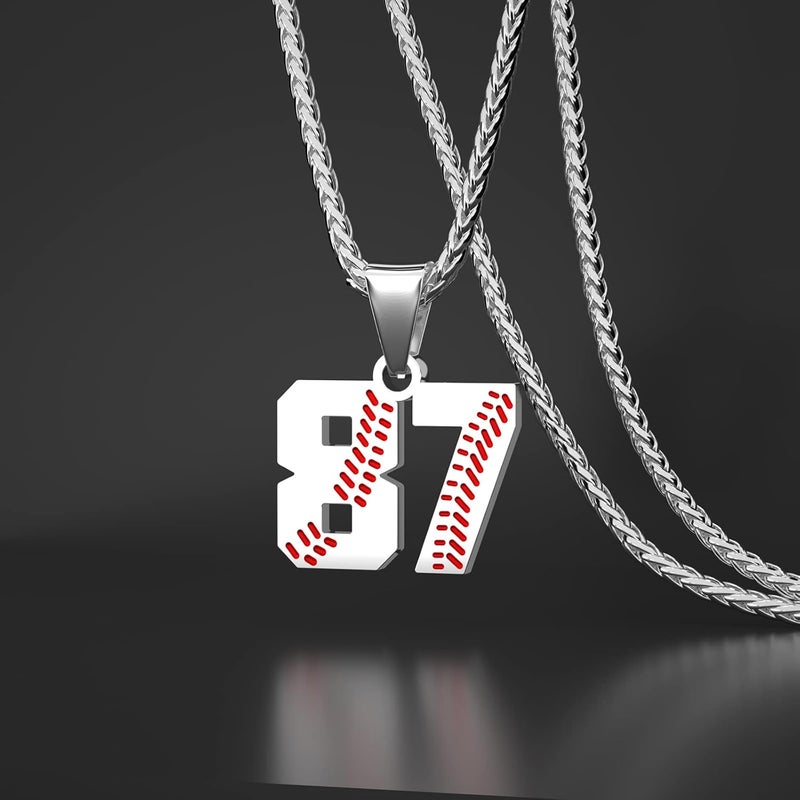 Wikavanli Personalized Baseball Jersey Number 00-99 Necklace - Stainless Steel Baseball Chain Pendant Necklace - Team Jewelry Gift for Boys, Girls, Men, Women - Image 2